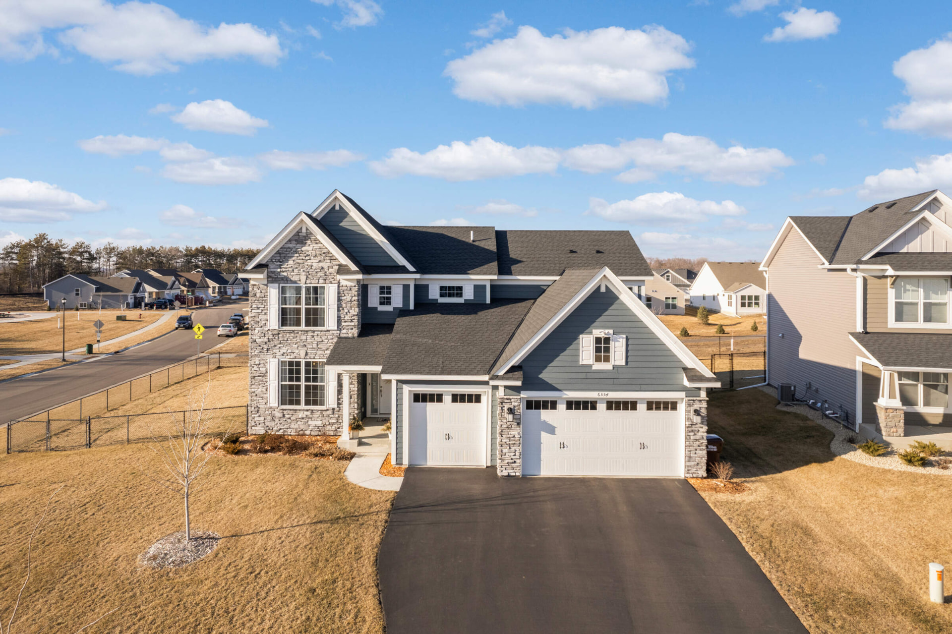 Aerial view of a home in a Cottage Grove, Minnesota neighborhood