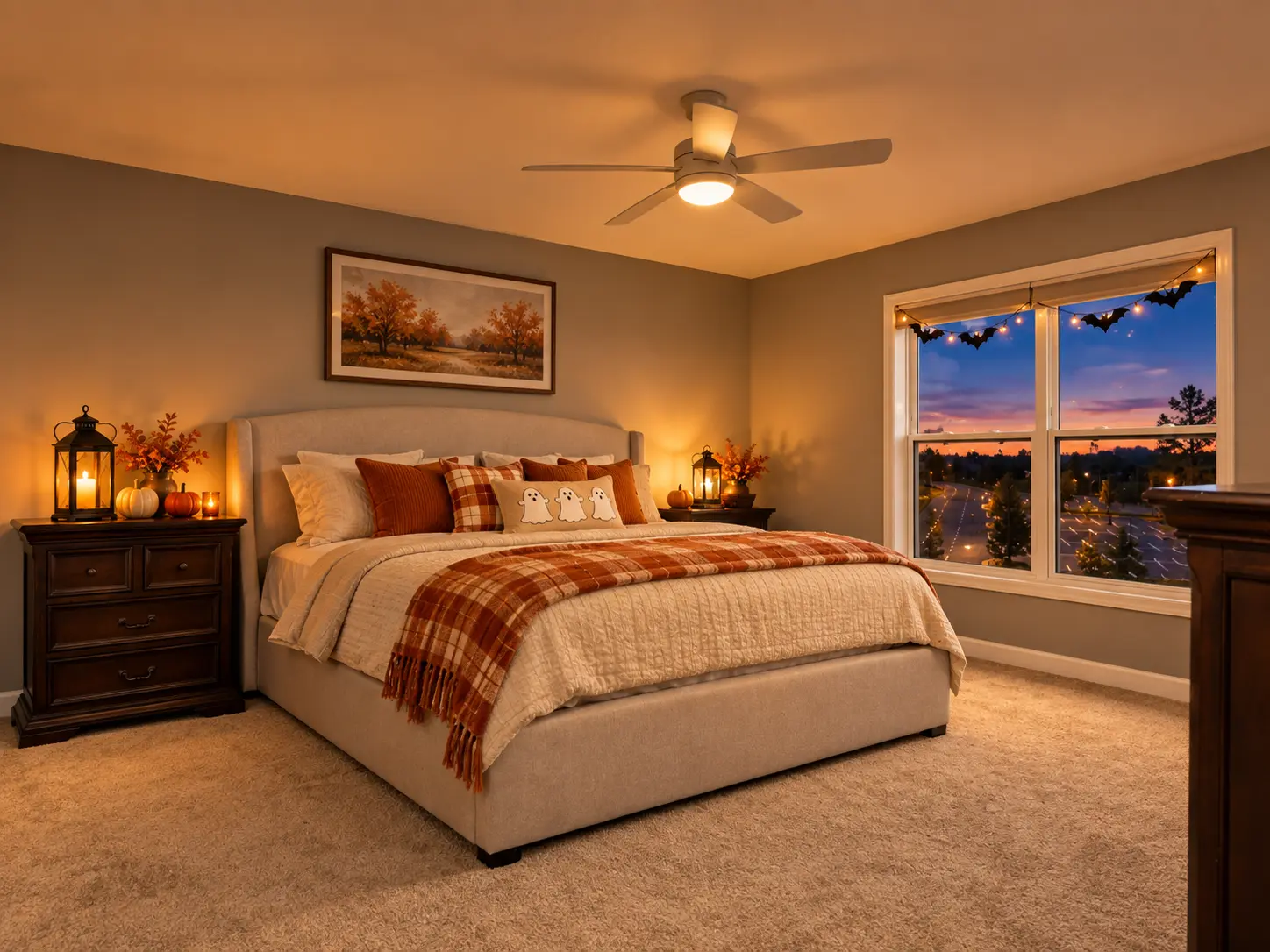 Digitally enhanced Halloween-themed interior view of 870 Spancil Hill Dr in Woodbury, Minnesota: owner's suite.