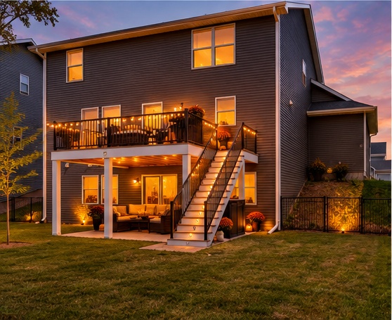 Digitally enhanced Halloween-themed exterior view of 870 Spancil Hill Dr in Woodbury, Minnesota: rear exterior.