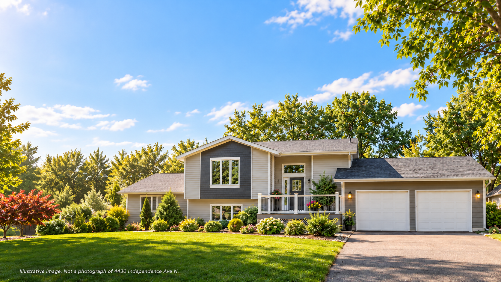 Illustrative suburban home for the 4430 Independence Ave N New Hope MN buyer success story