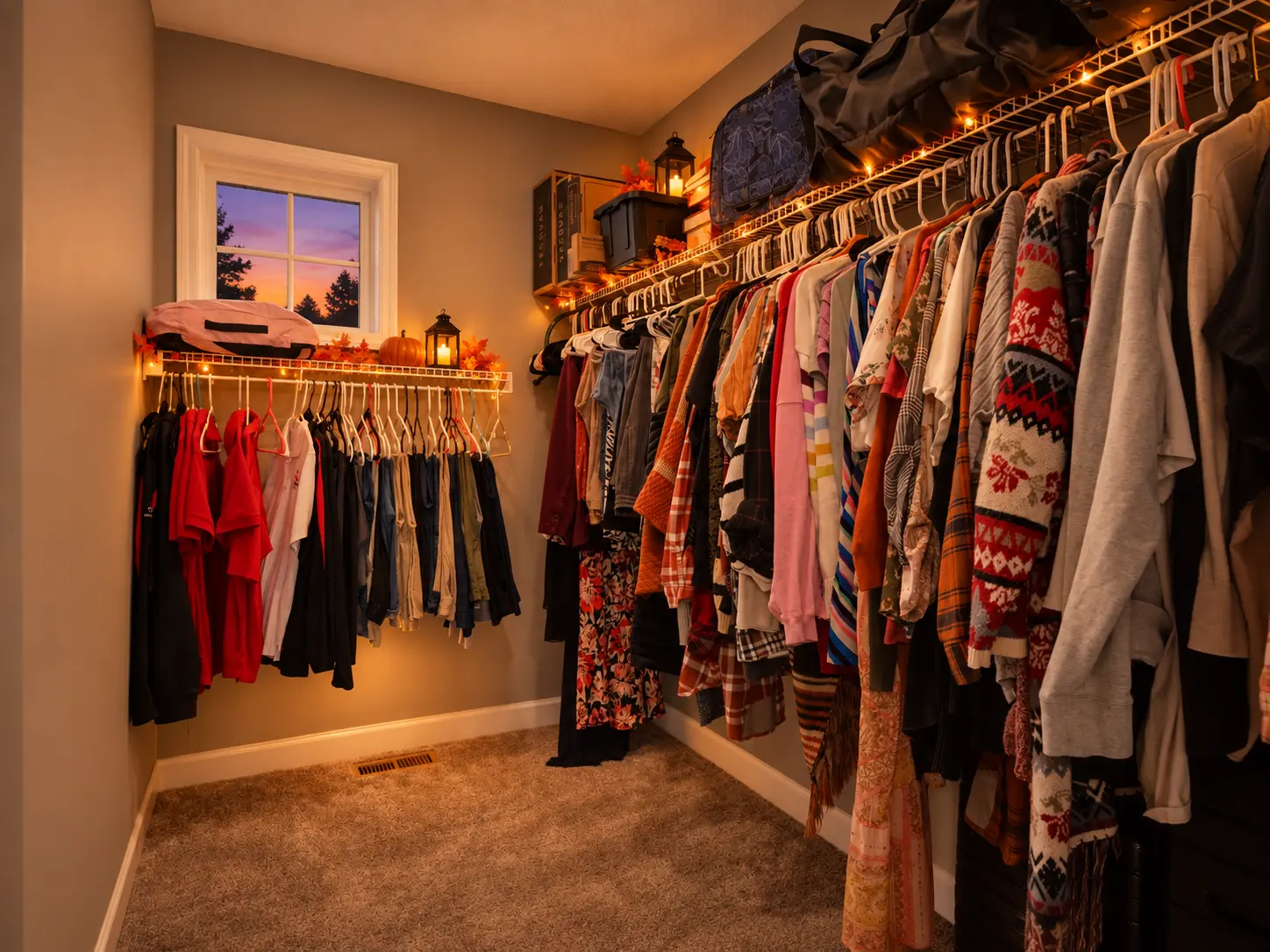 Digitally enhanced Halloween-themed interior view of 870 Spancil Hill Dr in Woodbury, Minnesota: walk-in closet.