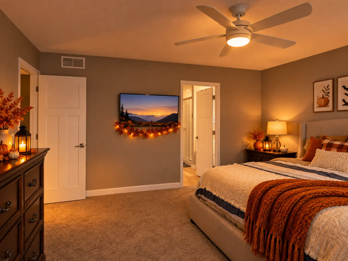 Digitally enhanced Halloween-themed interior view of 870 Spancil Hill Dr in Woodbury, Minnesota: owner's suite.